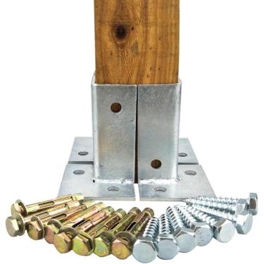 Imagem de Suportes De Poste De Madeira Ajustáveis, 1.5x1.5 2x2 2x4 4x4 6x6 7x7 Ih Base De Suporte De Corrimão De Caixa De Correio De Madeira, Base De Meia Coluna Resistente, 4pack, 7x7x10cm(2.7x2.7x4 in)