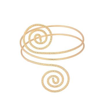 Imagem de Bracelete de braço dourado prateado para mulheres, aberto ajustável, espiral, braçadeira, asas de anjo, minimalista, para parte superior do braço, joia, joia de festa, 1, não, Sem Pedra Preciosa