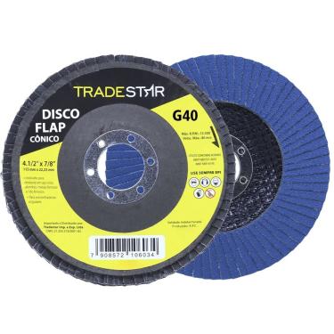 Imagem de Disco Flap 115 Mm G40 Fibra Cônico Azul Aço E Inox Tradestar