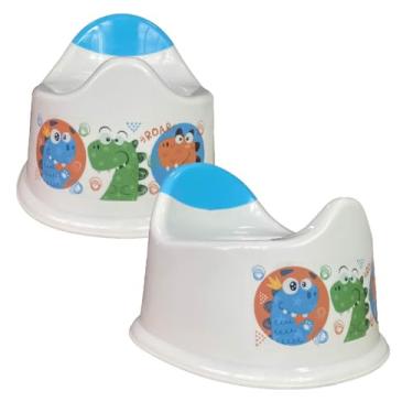 Imagem de Penico Infantil Portátil – Transição da Fralda para Vaso Sanitário | Para Crianças a partir de 18 meses | Suporta até 30Kg (DINO - BRANCO)