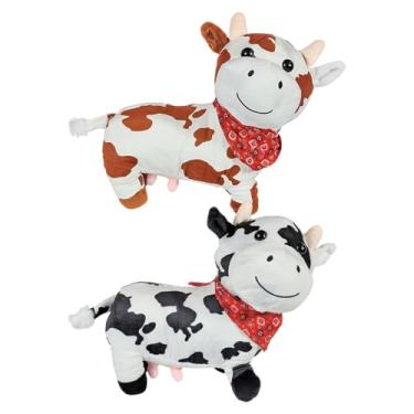 Imagem de Vaca De Pelúcia Malhada Fazendinha 25cm (Kit 2 Cores)