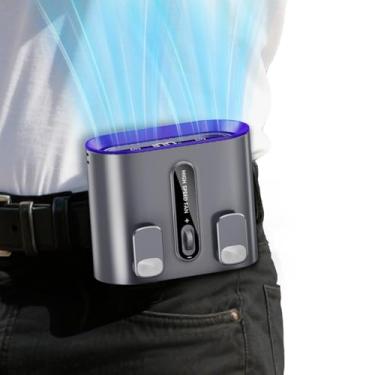 Imagem de Ventilador de clipe de cintura de atualização 2025, cabo de carregamento retrátil embutido, controle contínuo de 100 velocidades, fluxo de ar forte de 10600 RPM, ventilador pessoal de 6000 mAh com luz