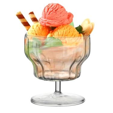 Imagem de Tigela de vidro para sobremesa de 402 g, tigela de sorvete de vidro, copos de sobremesa clássicos com pés transparentes, perfeitos para sobremesas, sudae, sorvete, frutas, saladas, lanches, coquetéis