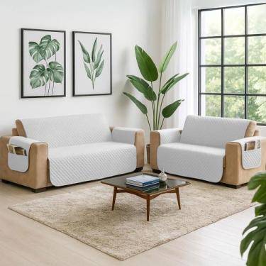 Imagem de Capa Protetor de Sofá 3 e 2 Lugares Retratil Reclinavel com Porta Obje