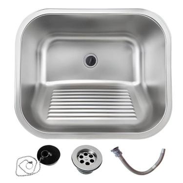 Imagem de Tanque Inox De Lavanderia 45X45 Antirruído Completo Escovado