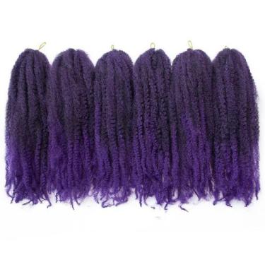 Imagem de Trançando o cabelo BYKSVIOC Afro Kinky Twist Marley 45 cm roxo