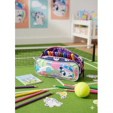 Imagem de Estojo infantil Puket Triplo Unicórnio Tenis Azul Marinho