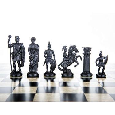 Imagem de Loja de xadrez e jogos Muba 9,5 cm preto e branco peças de xadrez da Legião Romana - Feltrado