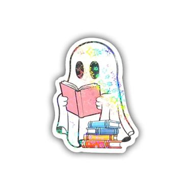 Imagem de BELISMIA 3 adesivos holográficos de leitura fantasma, adesivos impermeáveis de vinil holográfico para laptop, celular, garrafa de água, Kindle, presente para amantes de livros