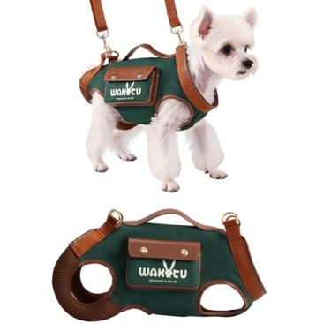 Imagem de Wakytu Peitoral ajustável para cães com bolsa pequena para cães (verde, P)