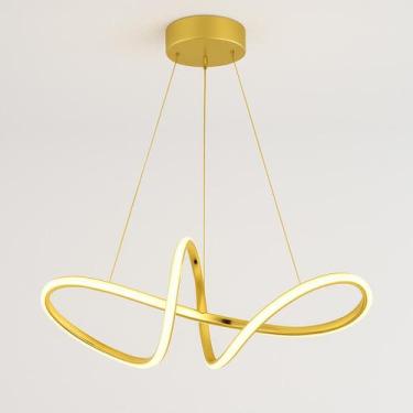 Imagem de Lustre Pendente LED 50W Dourado Design Elegante para Sala - LUXOR STOR