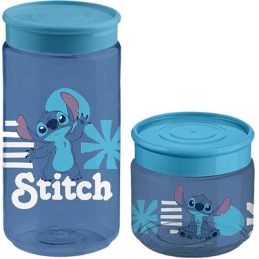 Imagem de Kit de Potes Plásticos, Tiba, Stitch, 160 ml e 350 ml, 2 Unidades
