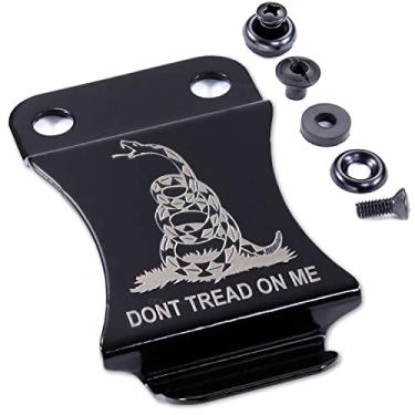 Imagem de KYDEX Clipe de cinto para coldres e bainhas - (design de montagem embutida - com gravação Don't Tread On Me) - (Metal) - (dentro da cintura/IWB) - (serve para cintos de 3,8 cm) - (com ferragens de