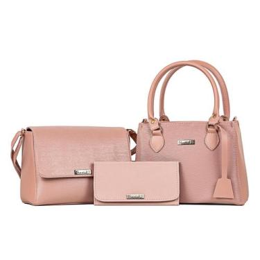 Imagem de Kit Bolsa Executiva Feminina Transversal e Alça de Mão + Bolsa Baú Méd