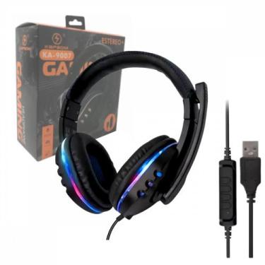 Imagem de Fone Headset Gamer com Fio e Microfone Estéreo LED Ajustável Conexão U
