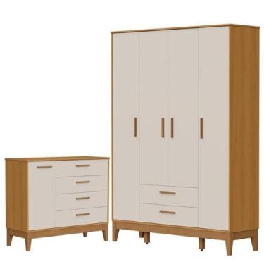 Imagem de Guarda Roupa Infantil Flip 4 Portas com Cômoda Sapateira Infantil Flip