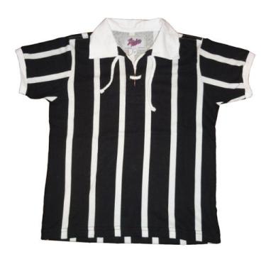 Imagem de Camisa Listrada 77 Liga Retrô Infantil  Preta e Branca 8, Preto, Branc