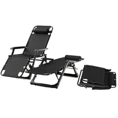 Imagem de Espreguiçadeira Gravidade Zero Dobrável 7 Posições Reclinável Preta  C