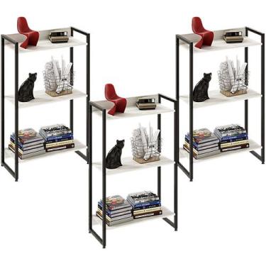 Imagem de Kit 3 Estantes Multiuso Escritório Industrial 3 Prateleiras Areta 104x