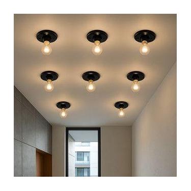 Imagem de Luminárias Plafon Kit 6 Redondo Bocal Bivolt Preto e Branco Para Pared