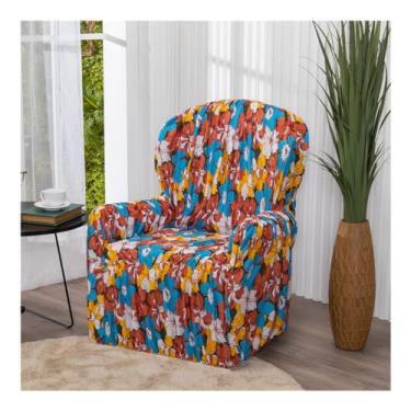 Imagem de Capa De Poltrona Estampada do Papai Avulsa Malha Gel Elasticada (Floral Azul)
