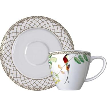 Imagem de Germer, Xícara e pires para café em porcelana, modelo Versa, Bela Fauna, 100 ml, Branco com a fauna