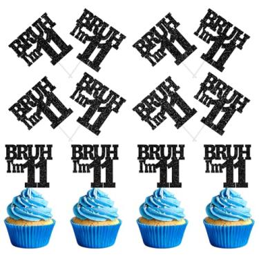 Imagem de 24pc Bruh I'm 11 Cupcake Topper, Bro It's My Birthday, Hello Eleven, Happy 11th Birthday Party Decorations Supplies for Boys Girls
