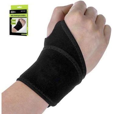 Imagem de Munhequeira de pulso preta neoprene ajustável MB Fit