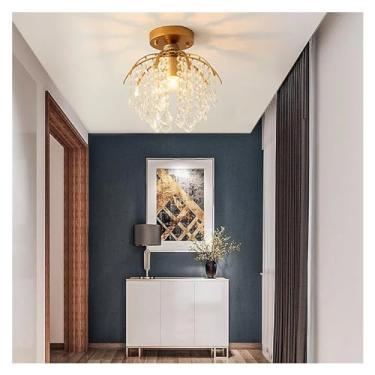 Imagem de Lustre pequeno de cristal moderno e luxuoso para corredor, sala de estar, entrada, bar, sala de jantar, quarto, iluminação pendente de LED para lustres de quarto.