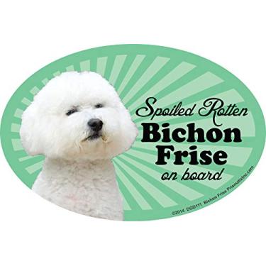 Imagem de Ímãs Bichon Frise para carro: Bichon Frise estragado - Oval 15 cm x 10 cm Auto/Caminhão/Geladeira/Caixa de Correio (decalques engraçados de carro, ímã de cachorro, Bichon Frise)