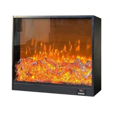 Imagem de Lareira Decorativa Lareira elétrica embutida, lareira decorativa com LED, 4 chamas de brilho, baixo ruído, preta(Pequeno)