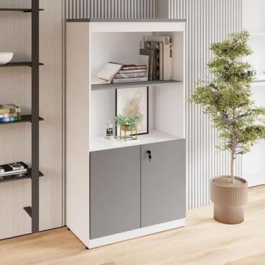 Imagem de Estante Armário 160cm para Escritório com 2 Portas Puxadores Cava Corp