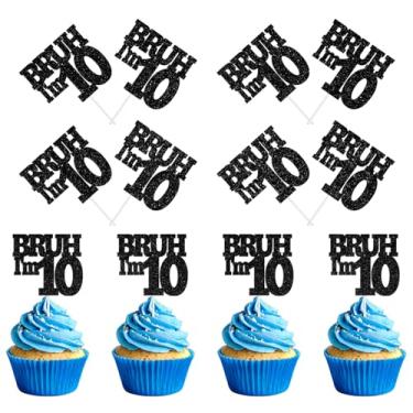 Imagem de 24pc Bruh I'm 10 Cupcake Topper, Out Single, Double Digits, Bro It's My Birthday, Hello Ten, Happy 10th Birthday Party Decorations Supplies for Boys Girls