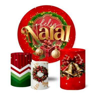 Imagem de Trio Capas Cilindro + Painel Festa Redondo 1,50m Natal (K1NAT106)