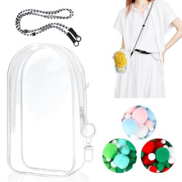Imagem de Bestoct Protective Bag with Keychain for Plush Doll, Clear Hanging Display case, Toy Storage Box carrier, PVC Transparent Figure Cover, Carrying Pouch Accessories(Doll Not Include) (Large 7.4")