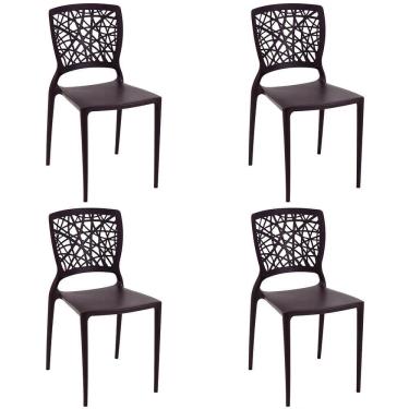 Imagem de Conjunto 4 Cadeiras Tramontina Joana em Polipropileno e Fibra de Vidro Marrom 92058109