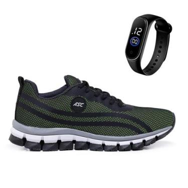 Imagem de Tenis Masculino Para Caminhada Academia Dia a Dia + Relógio Digital Fi