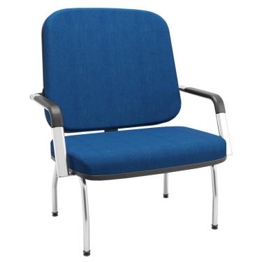 Imagem de Cadeira de Escritório Recepção com Braço Fixa Cromada Magno P03 Crepe Azul - Lyam Decor