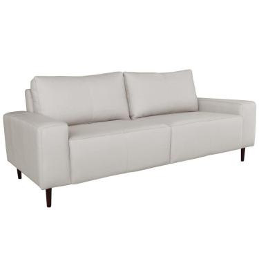 Imagem de Sofá 04 Lugares Sala de Estar Recepção 260cm Brad Couro Off White - Gran Belo