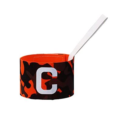 Imagem de ONLYKXY Braçadeiras de capitão 6 x 37 cm/2,3 x 14,5 polegadas braçadeira líder ajustável para futebol basquete vôlei escola equipe competição treinador faixas de braço (camuflagem laranja)