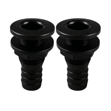 Imagem de SEAFLO Barco marítimo com encaixe no casco de 5 cm, polipropileno, conector de drenagem de plástico, seguro para água salgada resistente à corrosão, suporte de popa, saída de deck de porto de esgoto