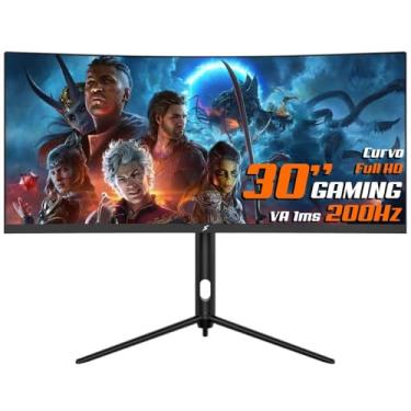 Imagem de Monitor Gamer SuperFrame Elegance Series, Black, 30 pol, Curvo, UltraWide, Full HD, VA, 1ms, 200Hz, FreeSync, HDMI/DP