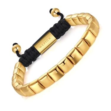 Imagem de WP WEPICK Pulseiras masculinas banhadas a ouro 18 quilates com contas de silicone olho de tigre fofas amizade boho, praia, surfista, Natal, aniversário, joias, presentes modernos, For Wrist 6.5-8 Inch