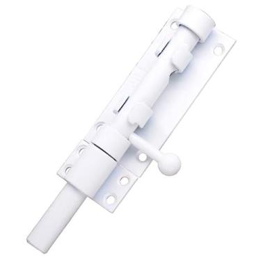 Imagem de SUYA Trava deslizante de 10 cm, trava de parafuso deslizante resistente com orifício de cadeado para cerca externa, portão de quintal e portas internas, acabamento branco