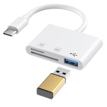 Imagem de Leitor de cartão SD USB C, USB-C para cartão SD para iPhone 15 16/iPad/Mac/laptop, adaptador de cartão de memória duplo USBC/tipo C para Apple iPhone 16 15, iPad Pro Air Mini, MacBook Pro Air, para