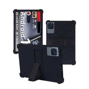 Imagem de Capa para tablet BESTTAB W90 2025 Android 15 de 11 polegadas, WUNIAK à prova de choque, leve, com suporte, capa protetora, de silicone macio, ajustável para crianças, preta