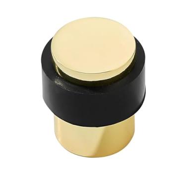 Imagem de KHTUMEWARE Pacote com 2 batentes de porta de chão de 3,8 cm, batente de porta de latão polido, protetor de parede, para-choques de porta comercial, cunha decorativa cilíndrica, instalação cilíndrica