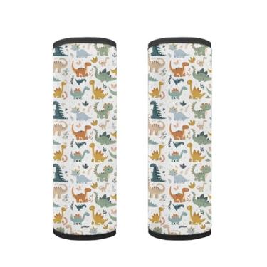 Imagem de Suohuicp Protetor de segurança para carro infantil capa de cinto de segurança almofada almofada crianças correias acessório oceano dinossauro panda tartaruga sereia (amigos pré-históricos)