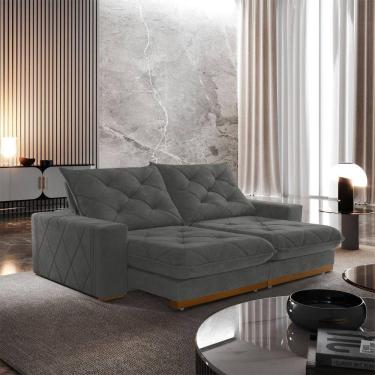 Imagem de Sofá Retrátil Muzambinho 2,30m 4 Lugares Molas Ensacadas Txr Cinza