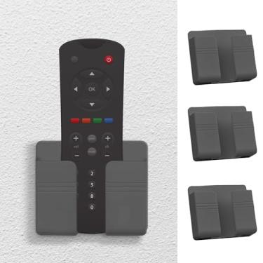 Imagem de Caixa de armazenamento de controle remoto montada na parede, suporte adesivo para telefones e pequenos acessórios, organizador que economiza espaço, cinza